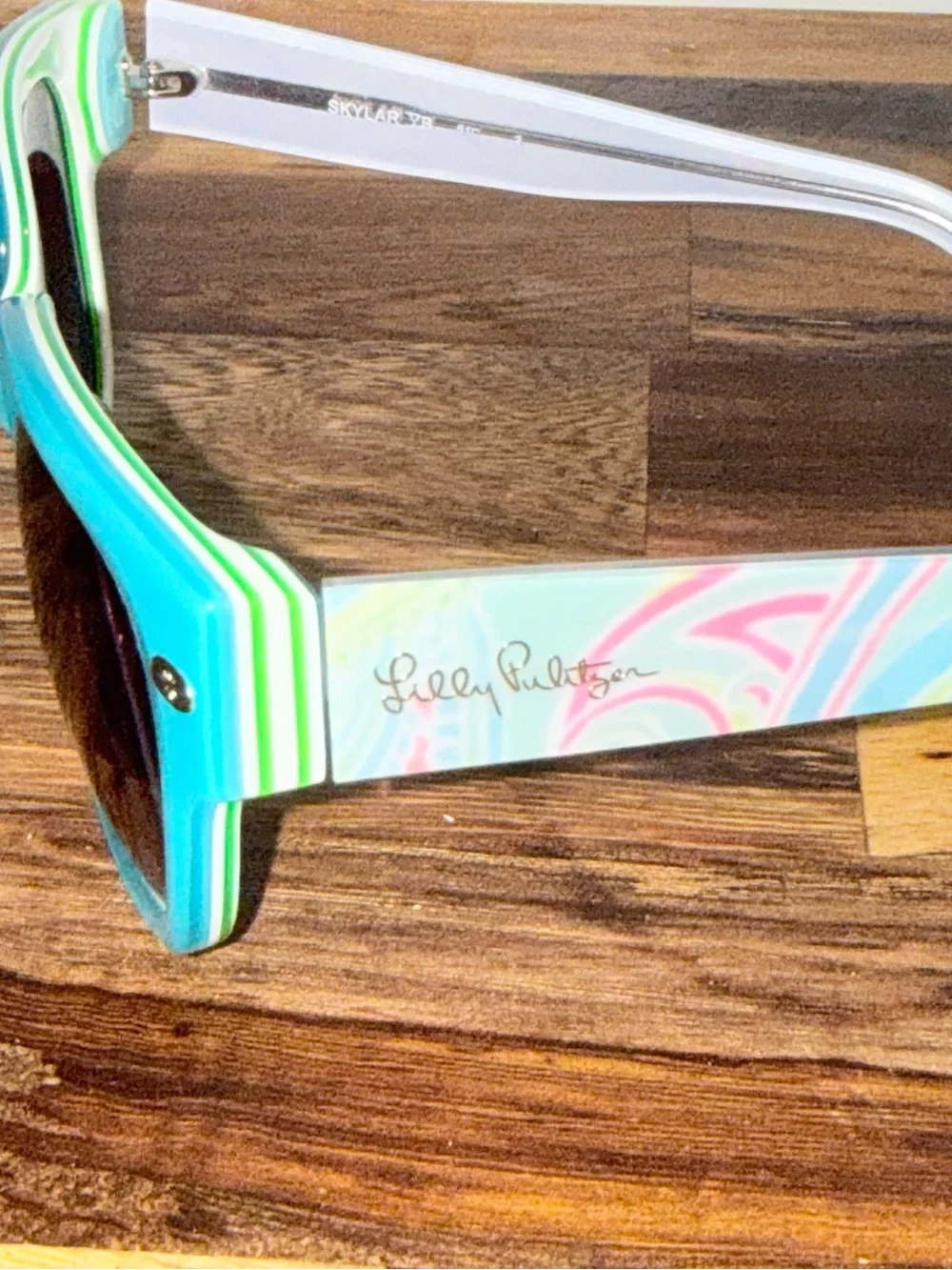 Lilly Pulitzer Turquoise Cat-Eye Sunglasses with Patterned Arms
